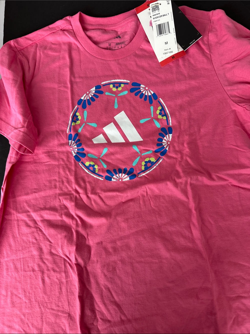 adidas Pink Tee with Floral Circle Logo